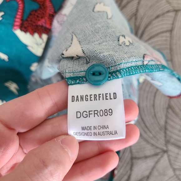 Dangerfield Velociraptor Dino Collared Boxy Shirt - Green happy birthday - Picture 12 of 12